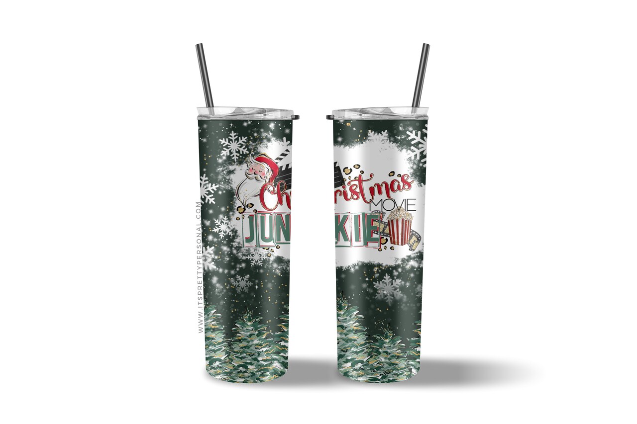 #475 CLEAR 20oz- Christmas Movie Junkie- 9.4" x 8" Pattern Vinyl Wrap (IPP EXCLUSIVE!)